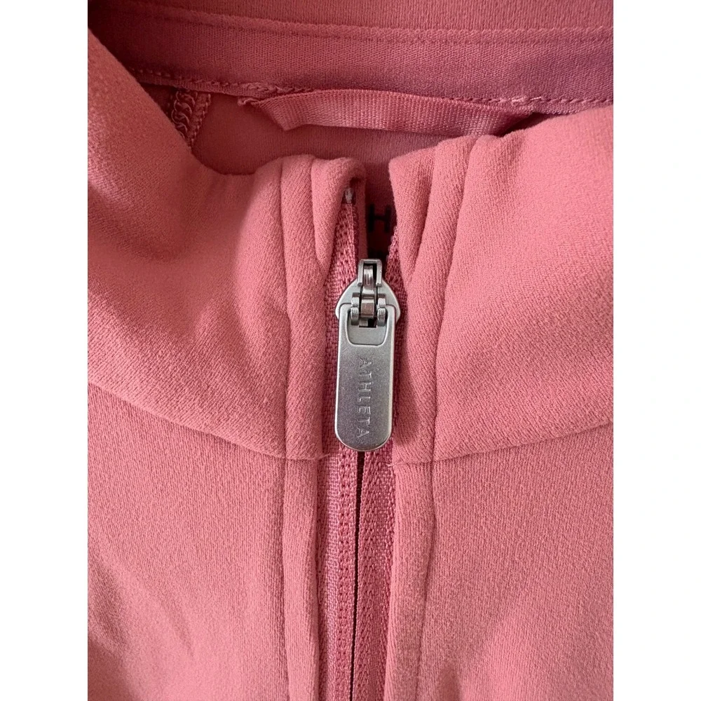 Athleta Triumph Full Zip Jacket Pink Mock Neck Thumbhole Performance Womens M